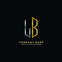 letter LB Minimalist style of gold and silver. luxury minimalist logo for business