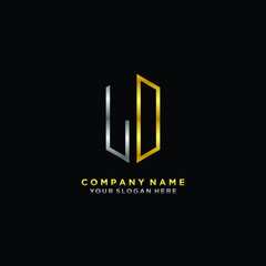 letter LD Minimalist style of gold and silver. luxury minimalist logo for business