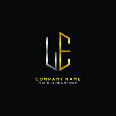 Obraz premium letter LE Minimalist style of gold and silver. luxury minimalist logo for business