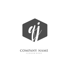 Handwritten initial letter Q J QJ for identity and logo. Vector logo template with handwriting and signature style.