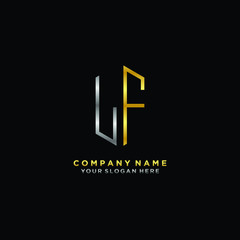 letter LF Minimalist style of gold and silver. luxury minimalist logo for business