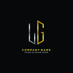 letter LG Minimalist style of gold and silver. luxury minimalist logo for business