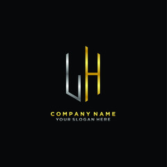 Obraz premium letter LH Minimalist style of gold and silver. luxury minimalist logo for business
