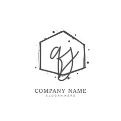 Handwritten initial letter Q J QJ for identity and logo. Vector logo template with handwriting and signature style.
