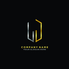 letter LJ Minimalist style of gold and silver. luxury minimalist logo for business