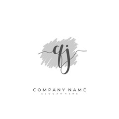 Handwritten initial letter Q J QJ for identity and logo. Vector logo template with handwriting and signature style.