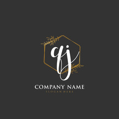 Handwritten initial letter Q J QJ for identity and logo. Vector logo template with handwriting and signature style.