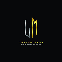 letter LM Minimalist style of gold and silver. luxury minimalist logo for business