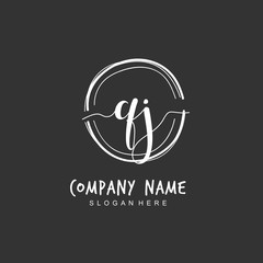 Handwritten initial letter Q J QJ for identity and logo. Vector logo template with handwriting and signature style.