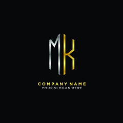 letter MK Minimalist style of gold and silver. luxury minimalist logo for business