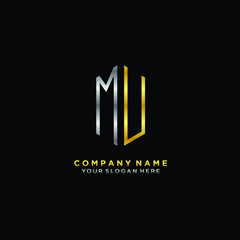 letter MU Minimalist style of gold and silver. luxury minimalist logo for business