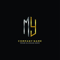 letter MY Minimalist style of gold and silver. luxury minimalist logo for business