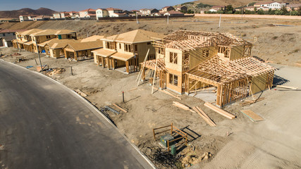 Aerial View of New Homes Construction Site - obrazy, fototapety, plakaty