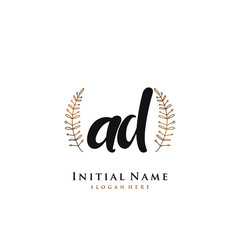 AD Initial handwriting logo vector	