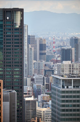 The skyscraper center in the Kita (north) downtown of Osaka. Japan