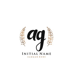 AG Initial handwriting logo vector	