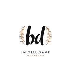 BD Initial handwriting logo vector	