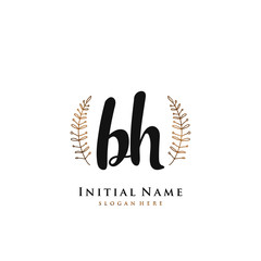 BH Initial handwriting logo vector	