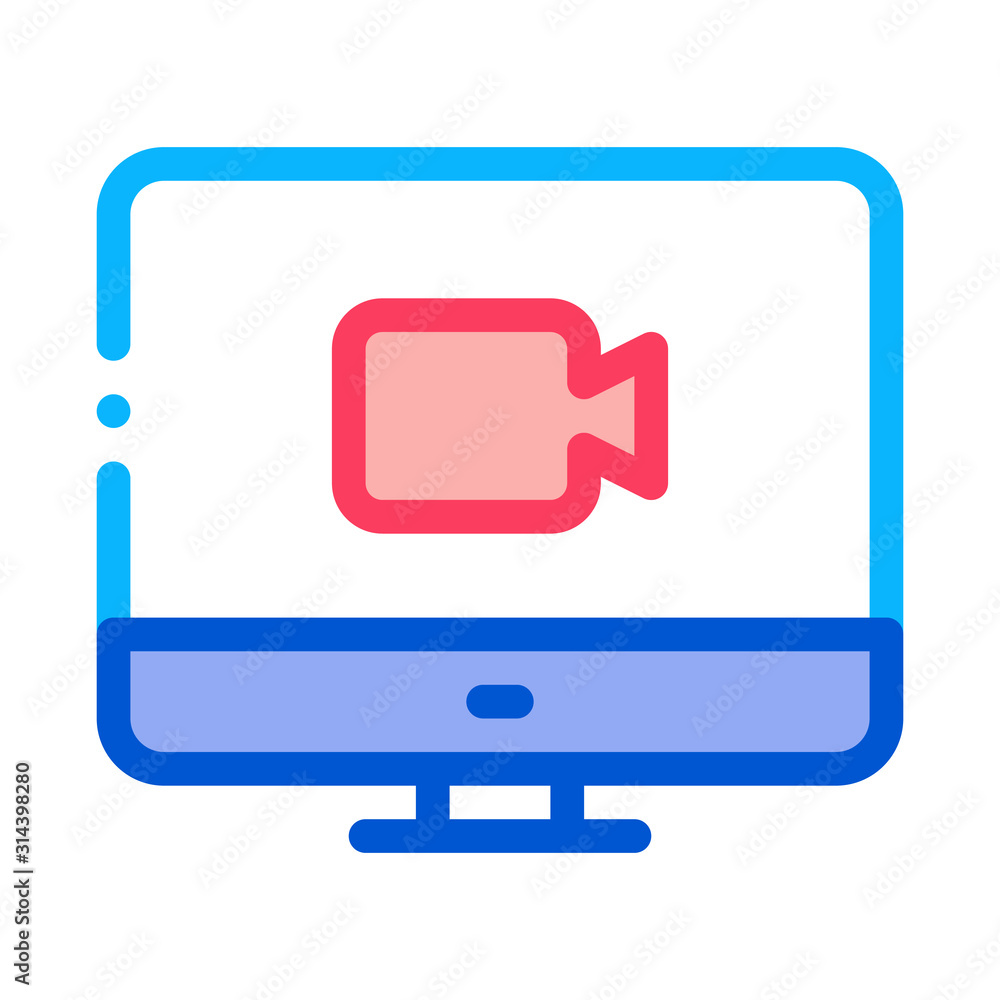 Poster video on display icon vector. outline video on display sign. isolated contour symbol illustration