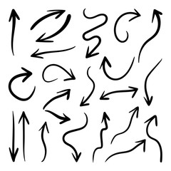 Hand drawn arrow vector icons set.