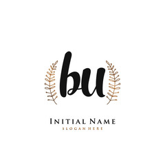 BU Initial handwriting logo vector	