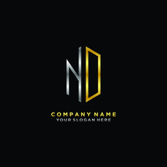 letter ND Minimalist style of gold and silver. luxury minimalist logo for business