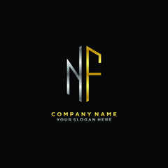 letter NF Minimalist style of gold and silver. luxury minimalist logo for business
