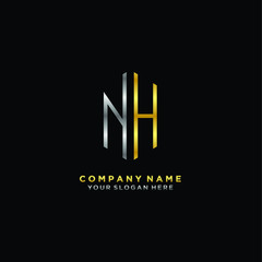 letter NH Minimalist style of gold and silver. luxury minimalist logo for business