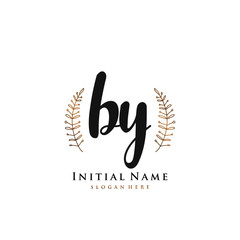BY Initial handwriting logo vector	