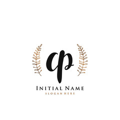 CP Initial handwriting logo vector	