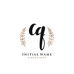 CQ Initial handwriting logo vector	