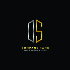 Obraz premium letter OS Minimalist style of gold and silver. luxury minimalist logo for business
