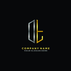 letter OT Minimalist style of gold and silver. luxury minimalist logo for business