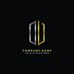 letter OV Minimalist style of gold and silver. luxury minimalist logo for business