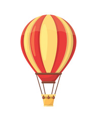  Flat hot air balloon, isolated on white background