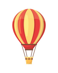 Fototapeta premium Flat hot air balloon, isolated on white background