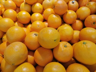 Group of Mandarin orange in the supermarket. Top view.