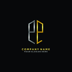letter PP Minimalist style of gold and silver. luxury minimalist logo for business