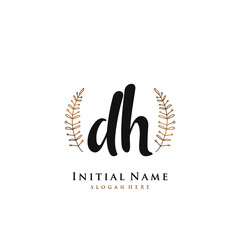 DH Initial handwriting logo vector	