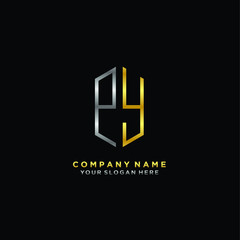 letter PY Minimalist style of gold and silver. luxury minimalist logo for business