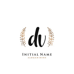 DV Initial handwriting logo vector	