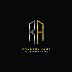 letter RA Minimalist style of gold and silver. luxury minimalist logo for business