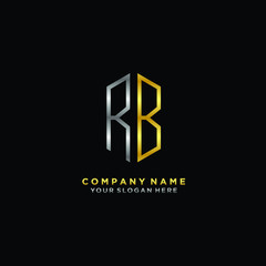 letter RB Minimalist style of gold and silver. luxury minimalist logo for business