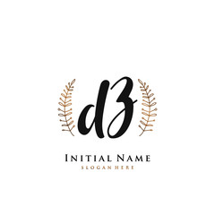 DZ Initial handwriting logo vector	