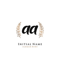 AA Initial handwriting logo vector	