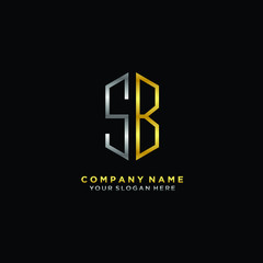 letter SB Minimalist style of gold and silver. luxury minimalist logo for business