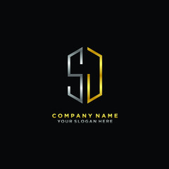 letter SJ Minimalist style of gold and silver. luxury minimalist logo for business