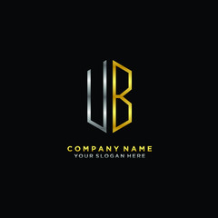 letter UB Minimalist style of gold and silver. luxury minimalist logo for business