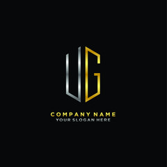 Obraz premium letter UG Minimalist style of gold and silver. luxury minimalist logo for business