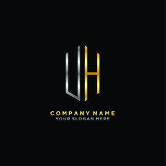 letter UH Minimalist style of gold and silver. luxury minimalist logo for business